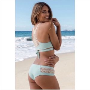 L*Space Aqua Blue Crochet Bikini Set Size S/M